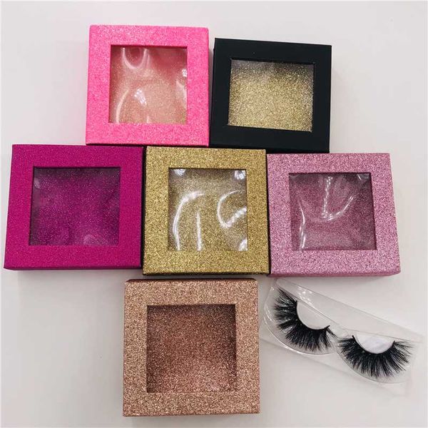 

false eyelashes 6 pairs/lot mink 3d custom glitter square boxes fluffy short lashes