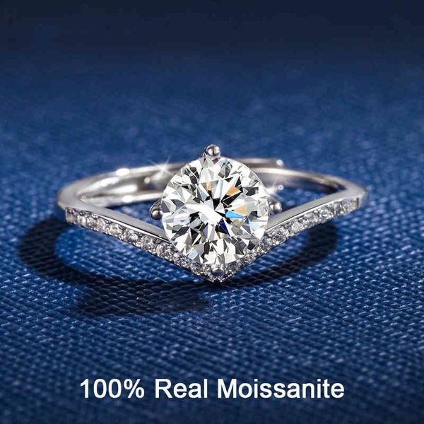 

real moissanite solitaire ring 925 sterling silver 1-2 carat round diamond women's fancy wedding band s bridal jewelry, Slivery;golden