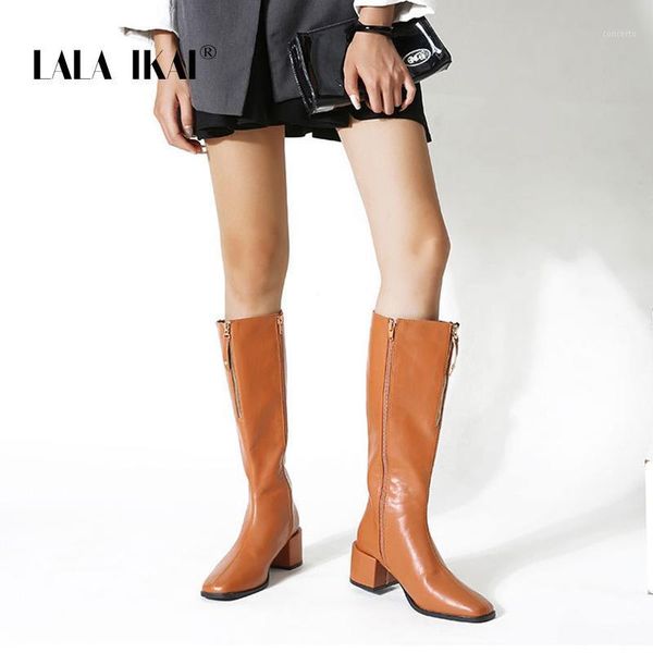

lala ikai women's front zipper high heel boots long bling boots 2020 new fashion botas women autumn winter botas mujer xwc104701, Black