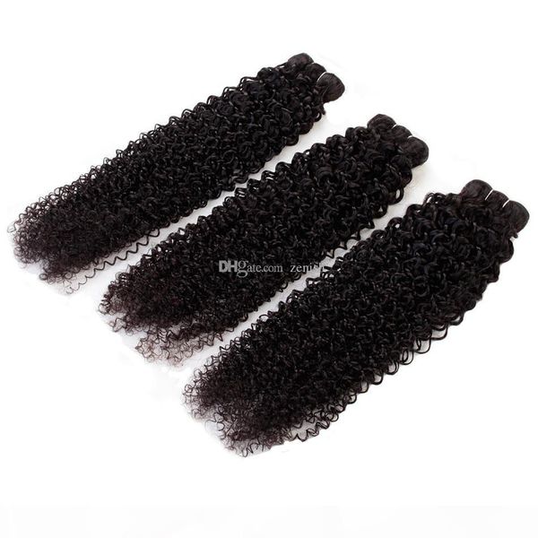 

quality peruvian virgin hair kinky curly 3 bundles 100% human hair weft brazilian malaysian indian human hair extensions wholesale price, Black