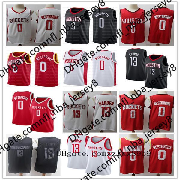

2020 mens houston nba rockets 13 james harden 0 russell westbrook red black white basketball jerseys grey, Black;red