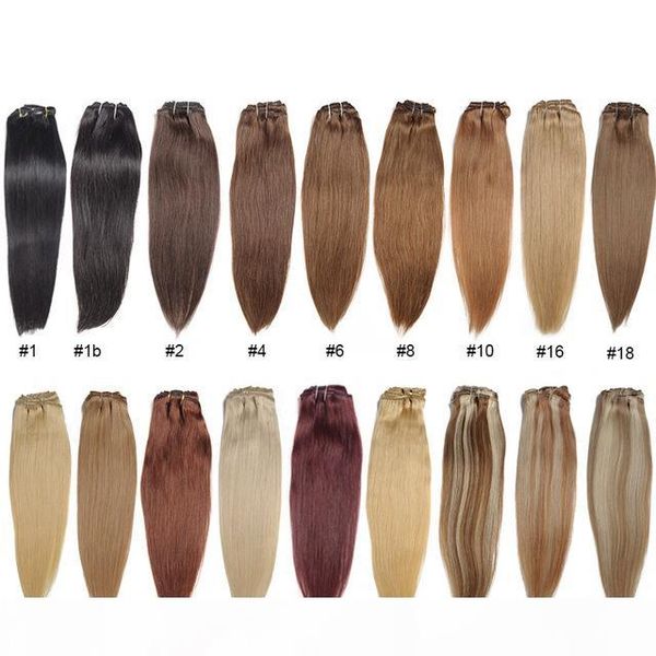 

30 colors brazilian straight hair 16" to 32'' straight hair weaves 100% human hair extensions weaving weft blonde brown aubur, Black