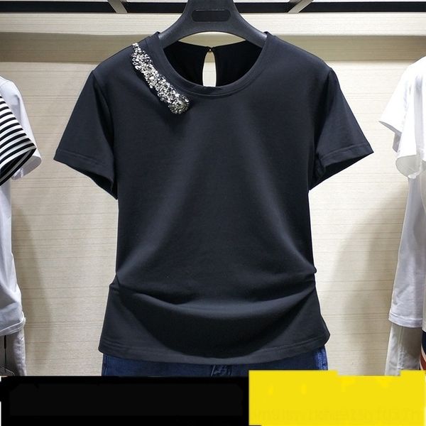 

jfdrs professional amashi women's for t-shirt spring and summer 2020 p80ud loose cotton black new neck short sleeve t-shirt clothing wo, White