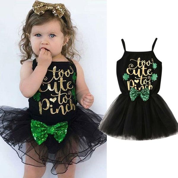 

girl's dresses 2021 1st st.patrick's day baby girls princess party tutu dress born shamrock tulle clothes 0-24m, Red;yellow