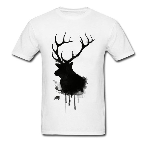 

black water ink elk painting tshirt custom make pure casual street style popular deer sketch sport hooded sweatshirt hoodie men t shirt