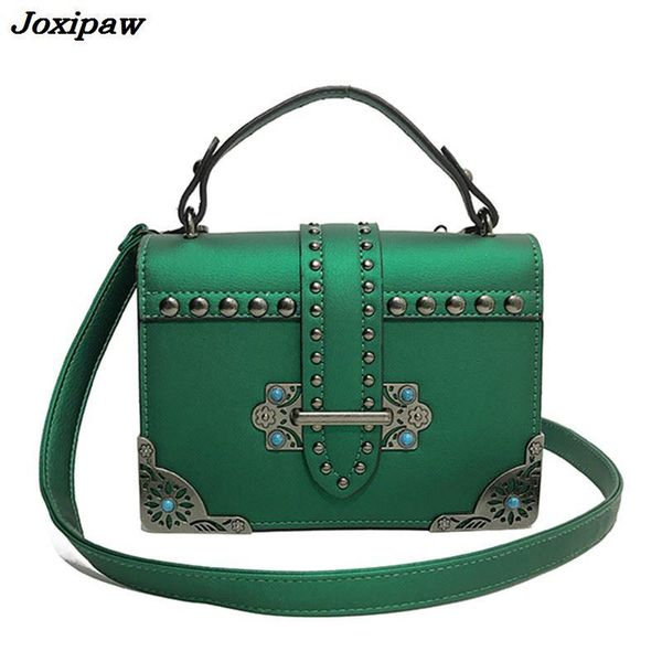 

new women vintage bag ladies rivet leather crossbody shoulder bag shopping party women messenger sac a main