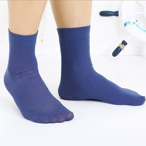 

men's socks 5 pairs men business leisure striped thin long commercial silk bamboo fiber foot bath comfortable breathable, Black