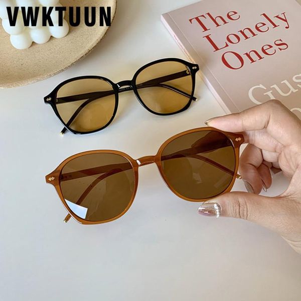 

sunglasses vwktuun vintage women oval shape shades uv400 points brown yellow trendy sunglass outdoor sport driver, White;black