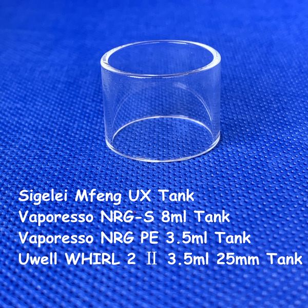 NRG-S 8ml NRG PE 3,5ml saco WHIRL 2 25mm Mfeng UX substituição tubo de vidro normal transparente