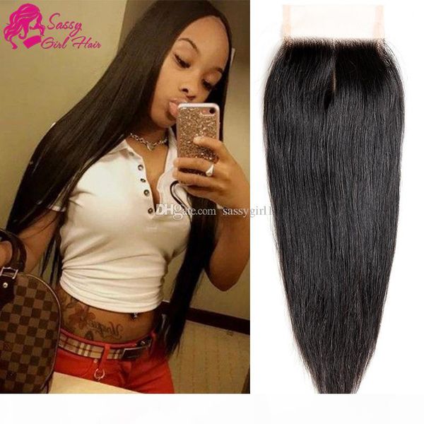 

malaysian virgin hair straight closure weave three middle part human hair prices lace closure silky straight sassy girl, Black;brown