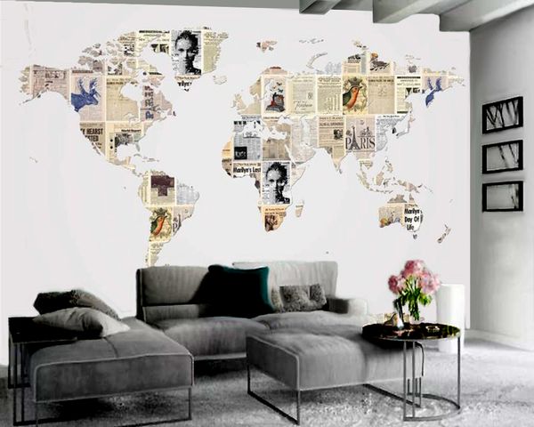

3d european wallpaper and pictorial time map wallpaper hd digital printing moisture-proof 3d wallpaper
