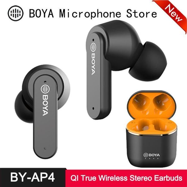 

boya by-ap4 tws earbuds bluetooth 5.0 true wireless stereo earphone qi charging case 6h playtime in-ear headset for smartphone1
