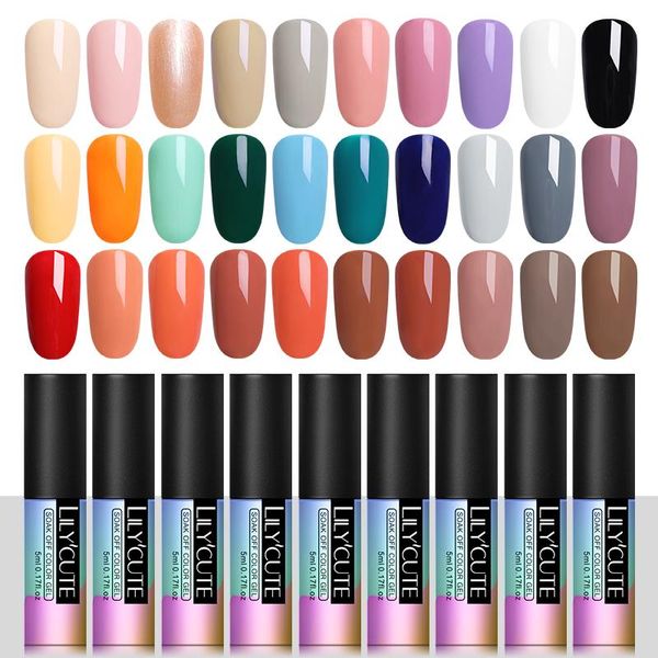 

nail gel lilycute 5ml polish semi permanent soak off uv art varnish long lasting rose gold glitter, Red;pink