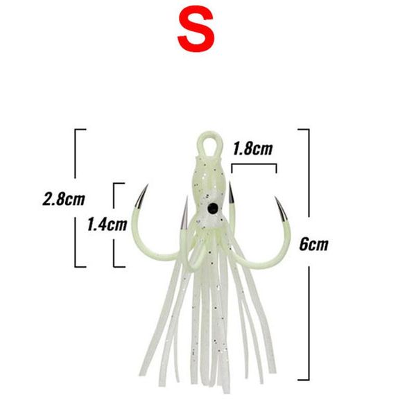 

glow рыболовный крючок luminous 6см octopus squid юбка четыре крючки рыболовный крючок легированной стали морская рыбалка приманки приманки