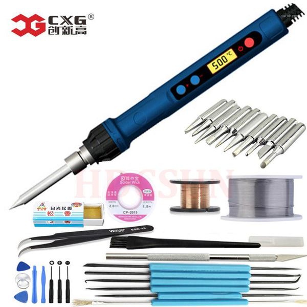 

2020 cxg 110v/220v eu/us d60w/d90w/d110w with sleep function solder iron lcd digital with new heater technology replace 936 936d1