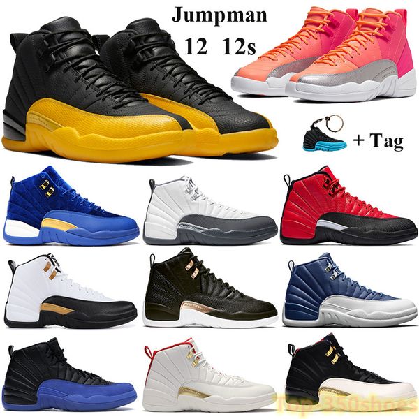 

new jumpmam 12 12s basketball shoes with keychain men women university gold sunrise indigo reverse flu game taxi athletic sneakers trainers