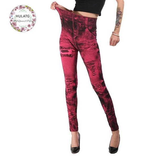 

plus size red stretch faux jeans female leggings woman high waist pants ladies trousers female pantalon denim jeans women pants, Blue