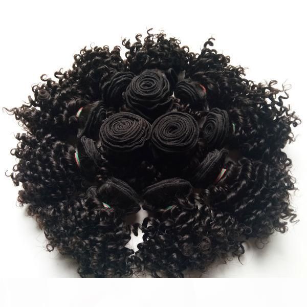 

european brazilian virgin human hair wefts kinky curly 6bundles 8-12inch hair extensions malaysian indian remy hair weaves 50g pc 300g lot, Black