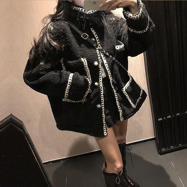 

women's jackets winter women coat korean fashion temperament small fragrance wind cardigan wild loose warm jacket female l026, Black;brown