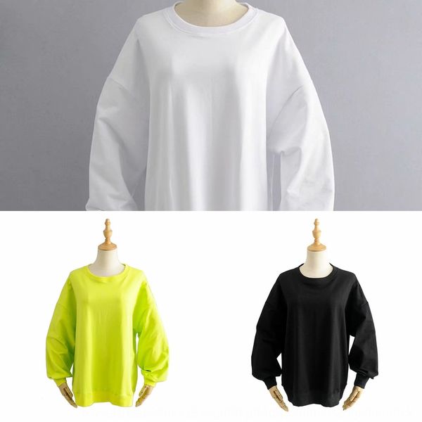 

bfstyle loose dad round neck solid color 2019 sweater sweaterautumn sweater women's clothing stars same style qoftr, Black