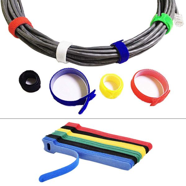 

50pcs colorful nylon cable organizer cable ties tape sticky wire strap cord wrap fastening organizer tape cable ties dhl free