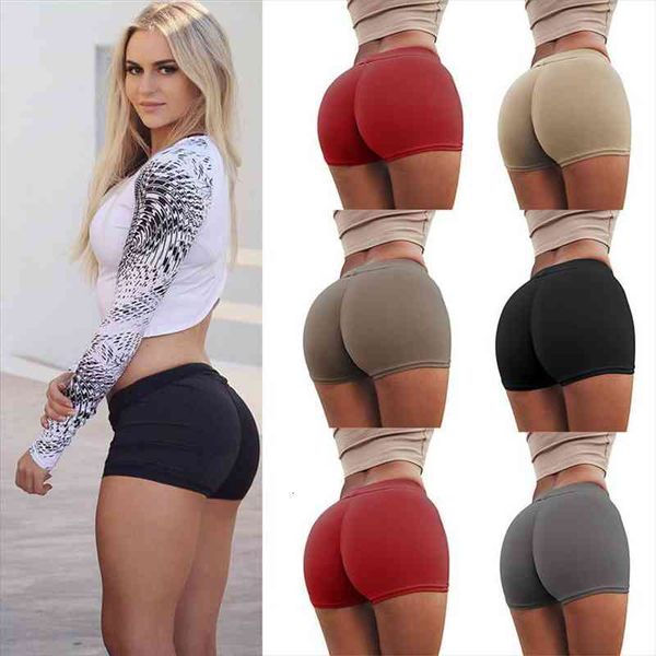 

womens shorts summer seamless elastic high waist breathable sport fitness shorts female solid color slim tight s-2xl, White;black