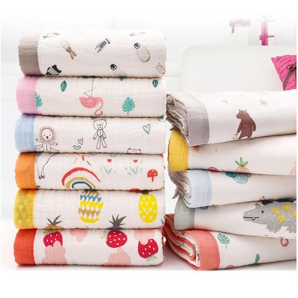 

new born baby stuff muslin 6 layer quilt rainbow swaddle layer curly children's bedding organic baby stroller blankets lj201105