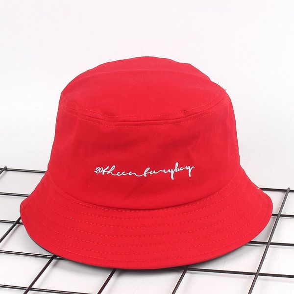 

cloches letter embroidery bucket hat for men women fashion outdoor fishing mens panama summer lovers flat hip hop bob cap red
