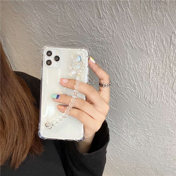 

for chain laser bear is suitable 12 mobile phone 11pro max transparent 8plus7p silicone mini protective case, anti falling