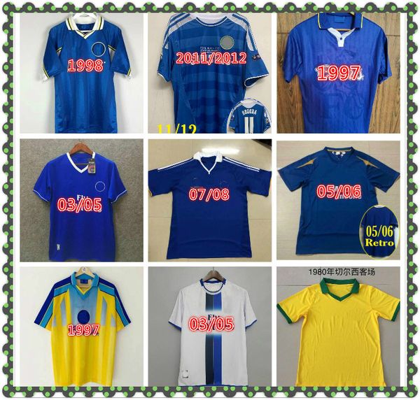 

1997 1999 zola vialli wise retro soccer jersey 1998 leboeuf di matteo hughes desailly gullit vintage classic football shirt, Black;yellow