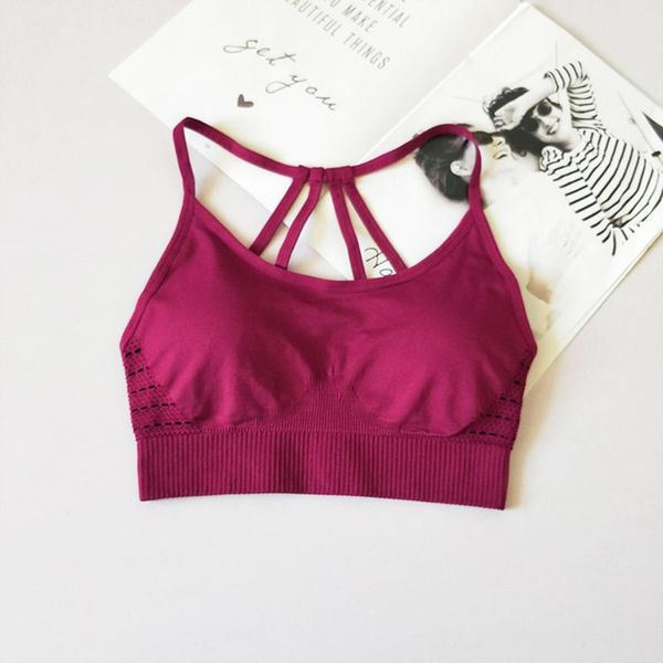 

women yoga sport bra backless cross sling solid seamless high cut running trainning wear sports push up bras yoga clothing wmtwqc
