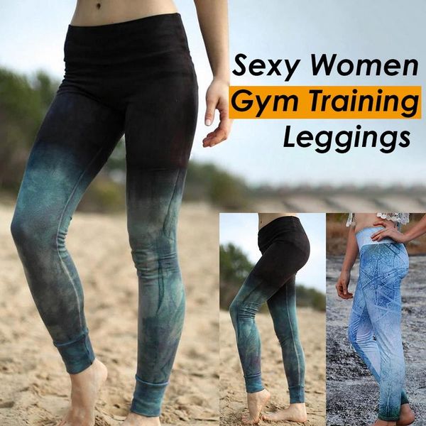 

2020 new women gym training leggings athletic ladies yoga sports hosen gradienten druck sport leggings fitness plus size 3xl, White;red