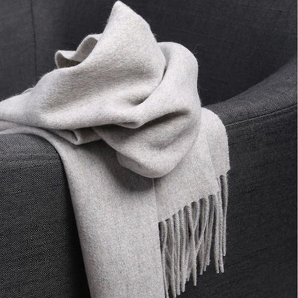 

luxury winter 100% cashmere scarf men wool scarf women thick warm neck solid color shawls wrap femme, Blue;gray