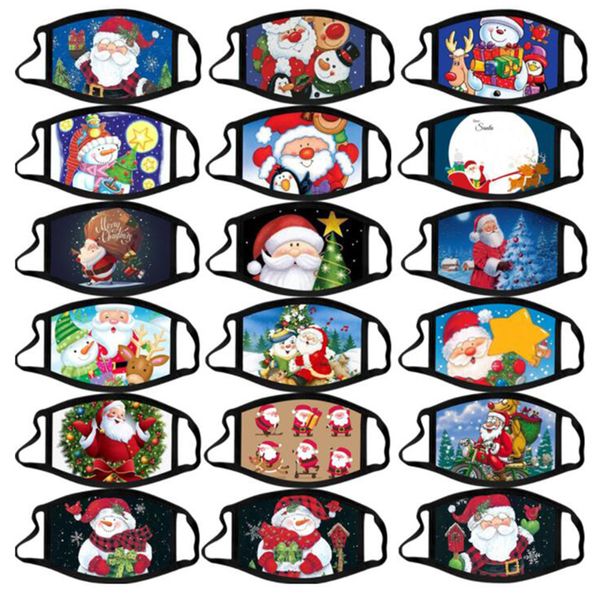 Buon Natale Maschera per il viso Creatività di moda Cartoni animati Maschere per la stampa di alci di Babbo Natale Maschera per la bocca di Natale lavabile riutilizzabile antipolvere
