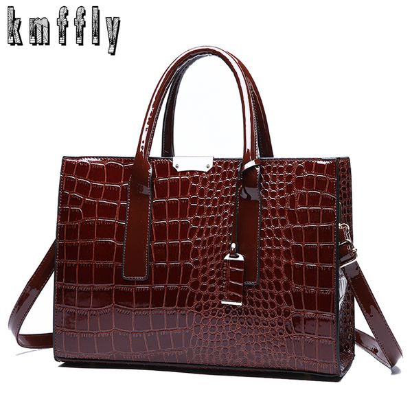 

fashion crocodile pattern ladies handbags luxury handbag women bags designer large capacity women shoulder messenger bag c0125