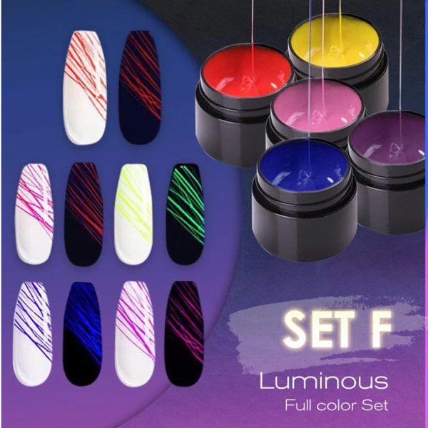 

5 pcs/set luminous nail gel nail art design painting drawing glue, Silver