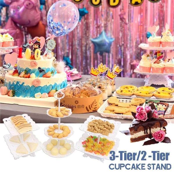 

3 tier cake stand afternoon wedding plates party tableware new bakeware plastic tray display rack cake decorating tools1