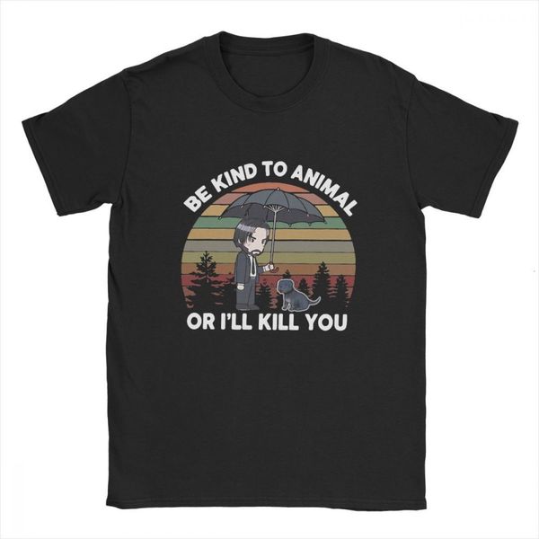 

sport midnite star men's t-shirt john wick t shirt be kind to animals or i'll kill you novelty cotton shirt graphic printed clothi