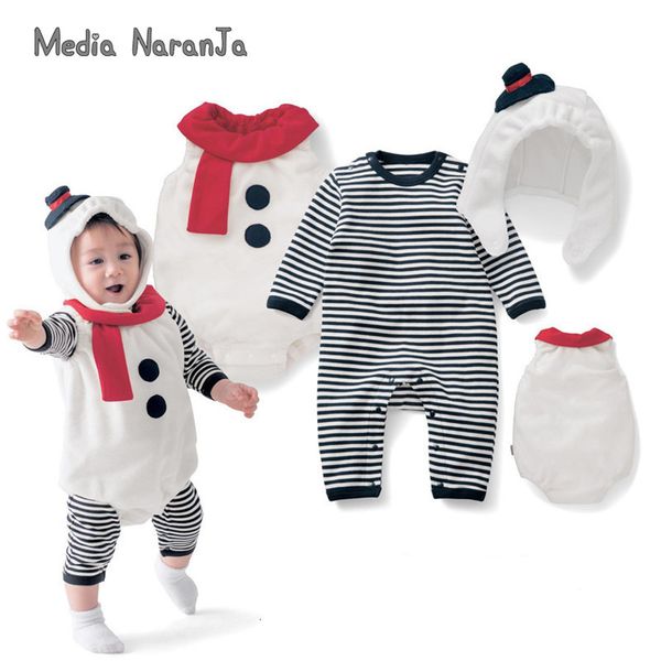 

baby snowman costume infant boy girl 3pcs christmas outfits hat+striped romper+bodysuit purim hallowen cute clothes 1021, Blue