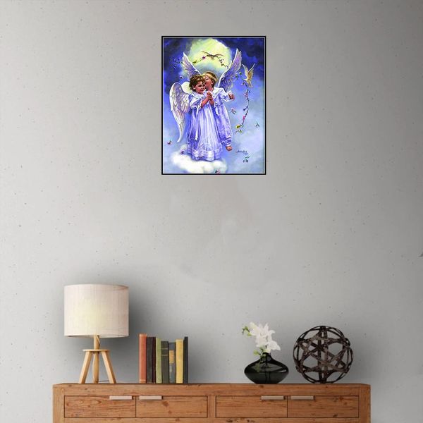 

diy 3d diamond painting with 30cm square full painting canvas and square diamond drill with the angel style