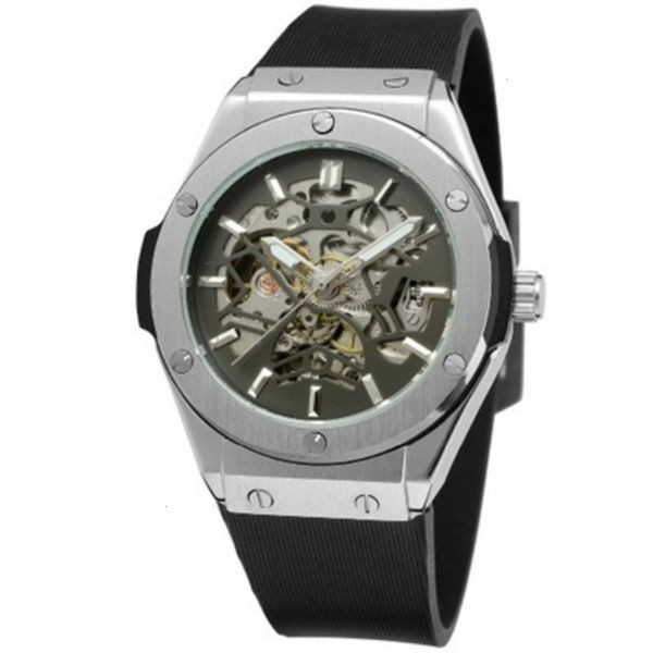 

fashion fashion forsing leisure style men's hollow frame automatic mechanical watch, Slivery;brown