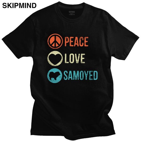 

vintage peace love samoyed pre shrunk dog lover pet owner short sleeve casual gift sport hooded sweatshirt hoodie t shirt