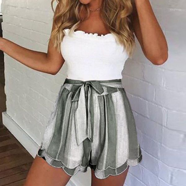 

women summer casual loose shorts fashion high waist striped bowknot lace up shorts female new sweet sashes petals bottom1, White;black