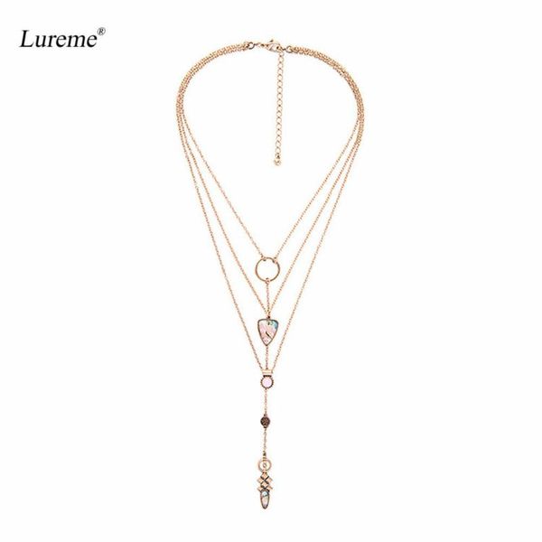 

pendant necklaces lureme vintage multilayer & individual 3 pcs necklace-pink resin and colorful bead pendants(nl005814), Silver