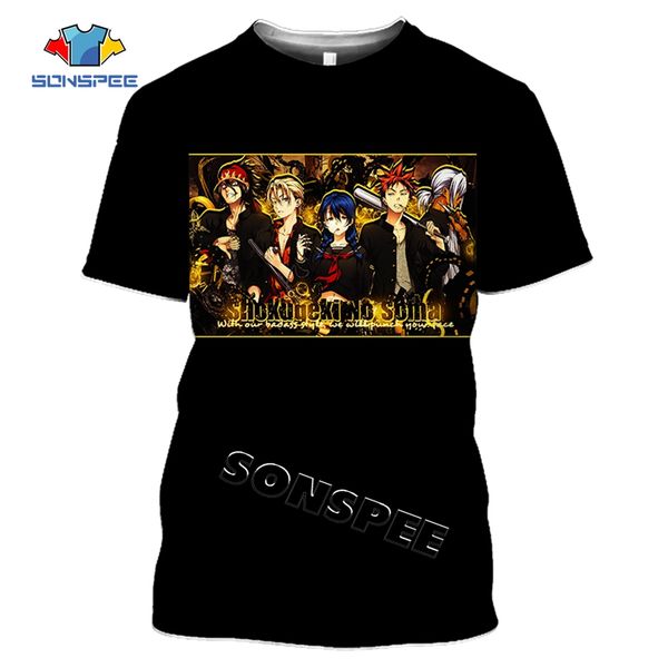 

anime print food wars shokugeki no soma summer casial boys 3d print shirts oversized hippie comics men clothing