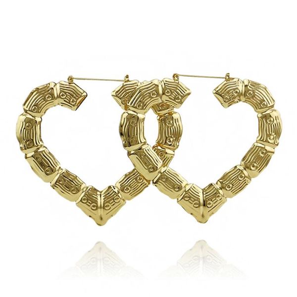 

peach heart large double hoop earrings for women western simple huggie earring exaggerated fashion jewelry 2 colors, Golden