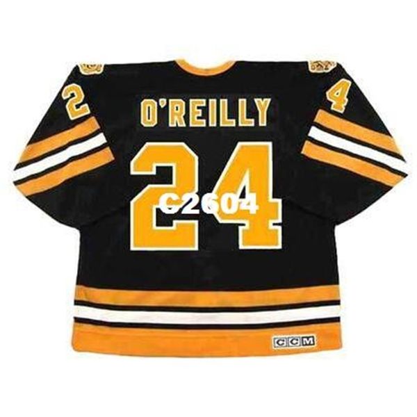 

mens #24 terry o'reilly boston bruins 1984 ccm vintage retro away hockey jersey or custom any name or number retro jersey, Black