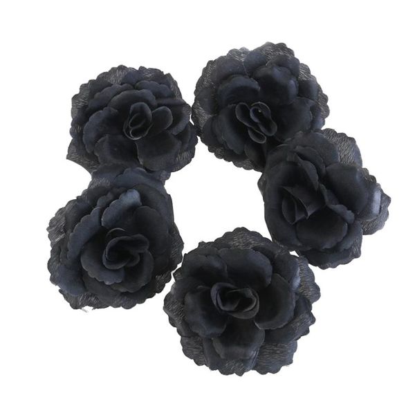 

30pcs artificial black roses silk flower heads diy wedding home decoration