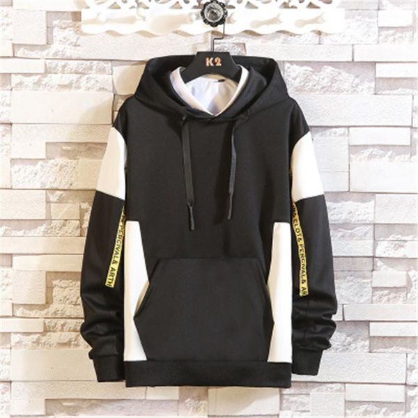 

man loose hooded sweatshirt fashion trend new long sleeve casual hoodies designer male spring autumn with pocket hooded pullover clothes, Black