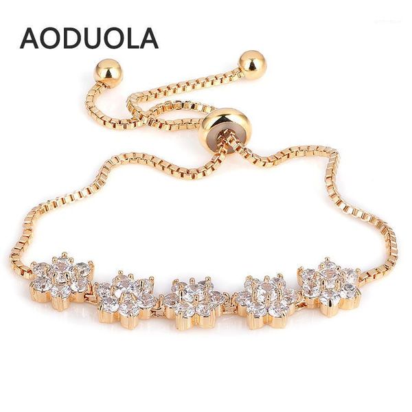 

charm bracelets 3 color jewelry cz charms rhinestones bracelet fine flower gift for women fashion summer style1, Golden;silver